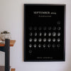Lifestyle - Personalised Moon Calendar Print hanging on a living room wall