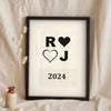 Lifestyle - Personalised Couples Anniversary Print leaning in a frame with dried flowers