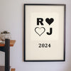 Lifestyle - Personalised Couples Anniversary Print hanging on a living room wall