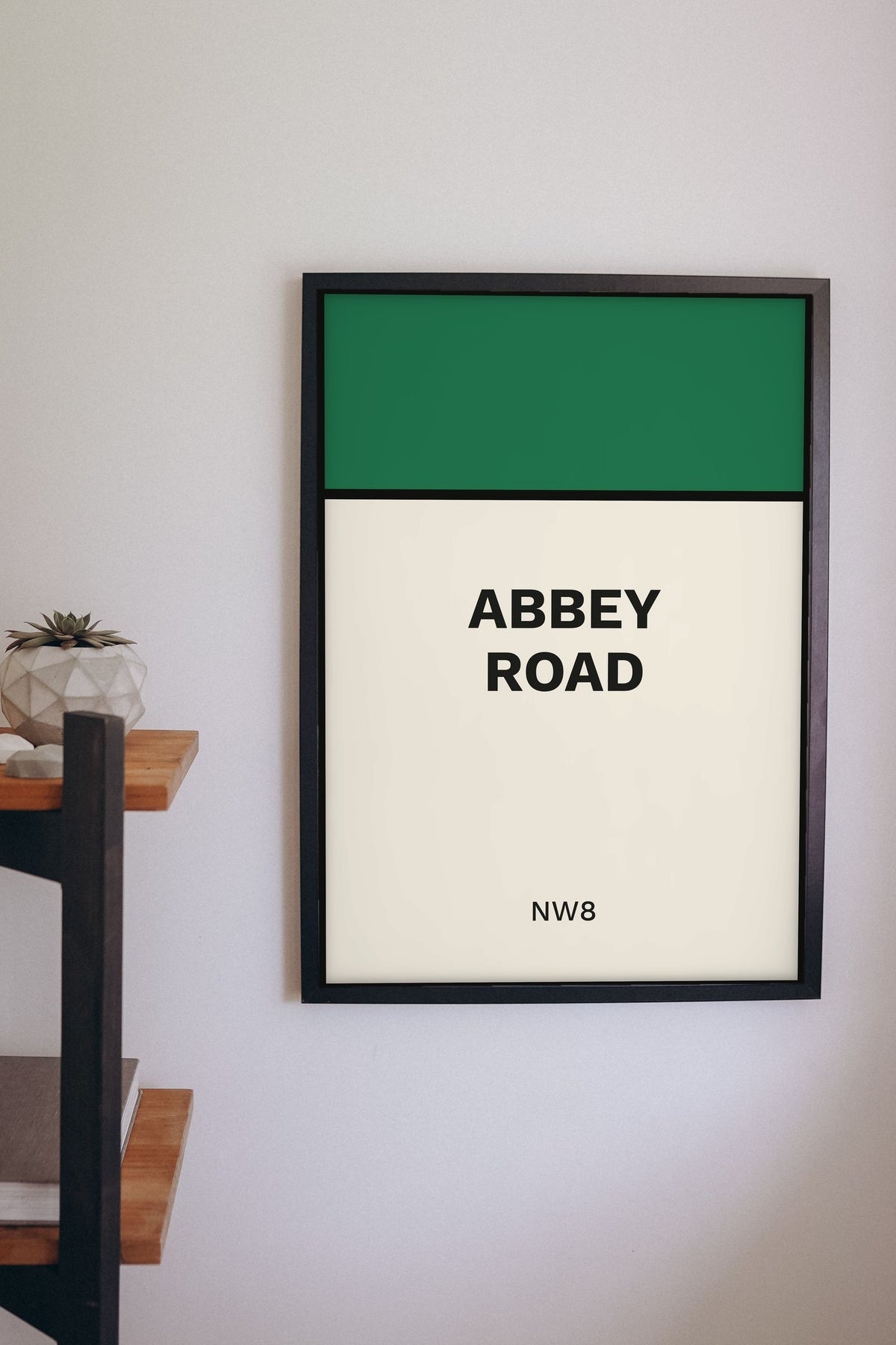 Lifestyle - Personalised Street Sign Print hanging on a living room wall