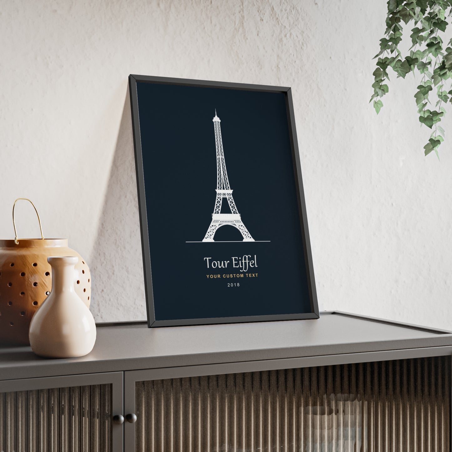 Custom Paris Eiffel Tower poster with personalised title, message and year