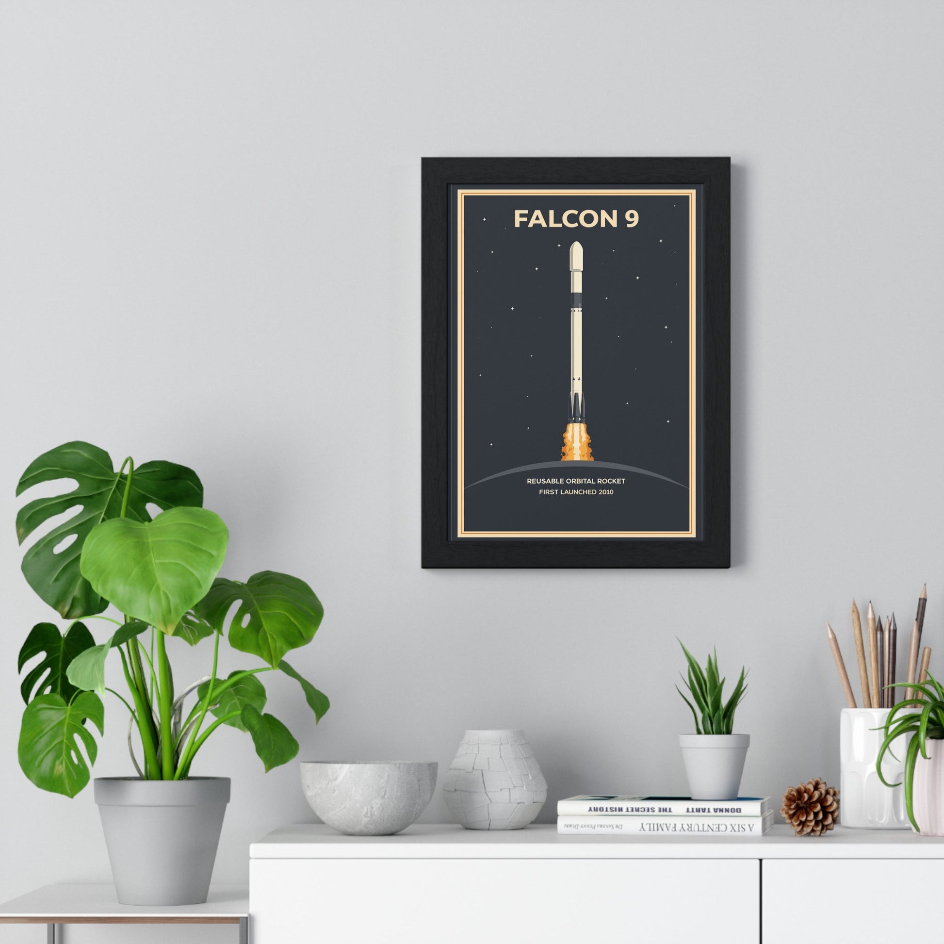Framed Falcon 9 Rocket poster