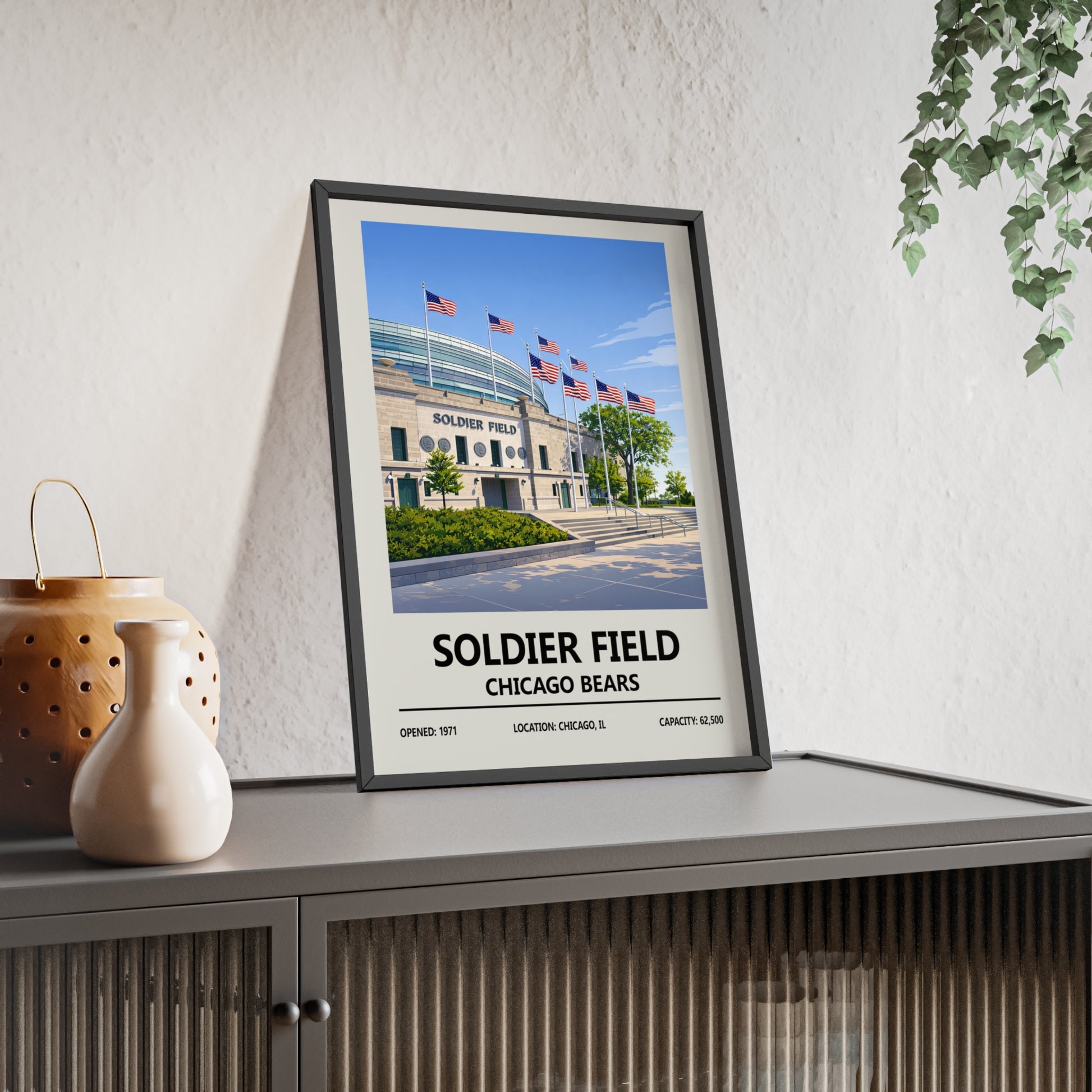 Chicago Bears Soldier Field illustrated stadium wall art