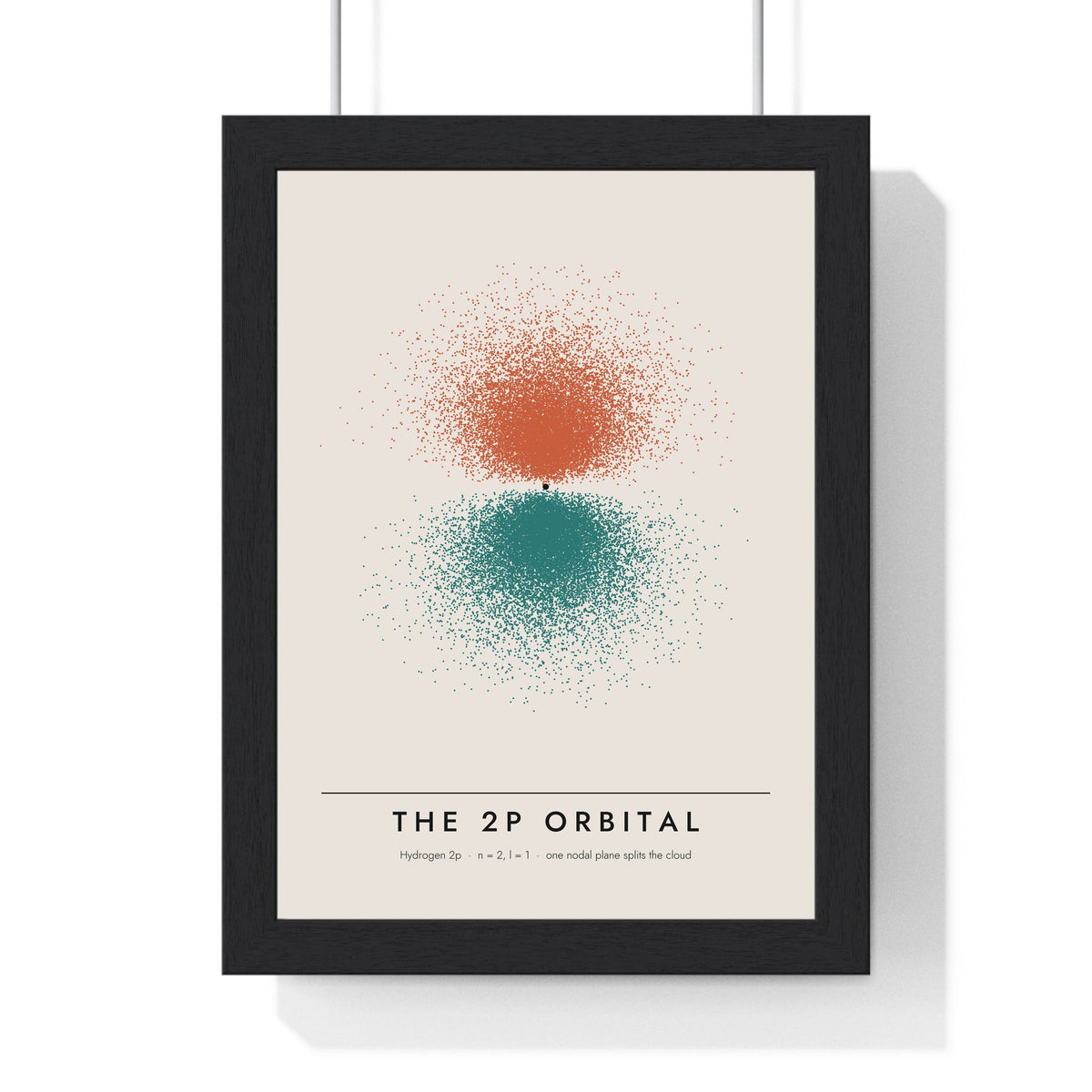 2p Orbital print framed in a black frame, ready to hang