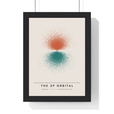 2p Orbital print framed in a black frame, ready to hang