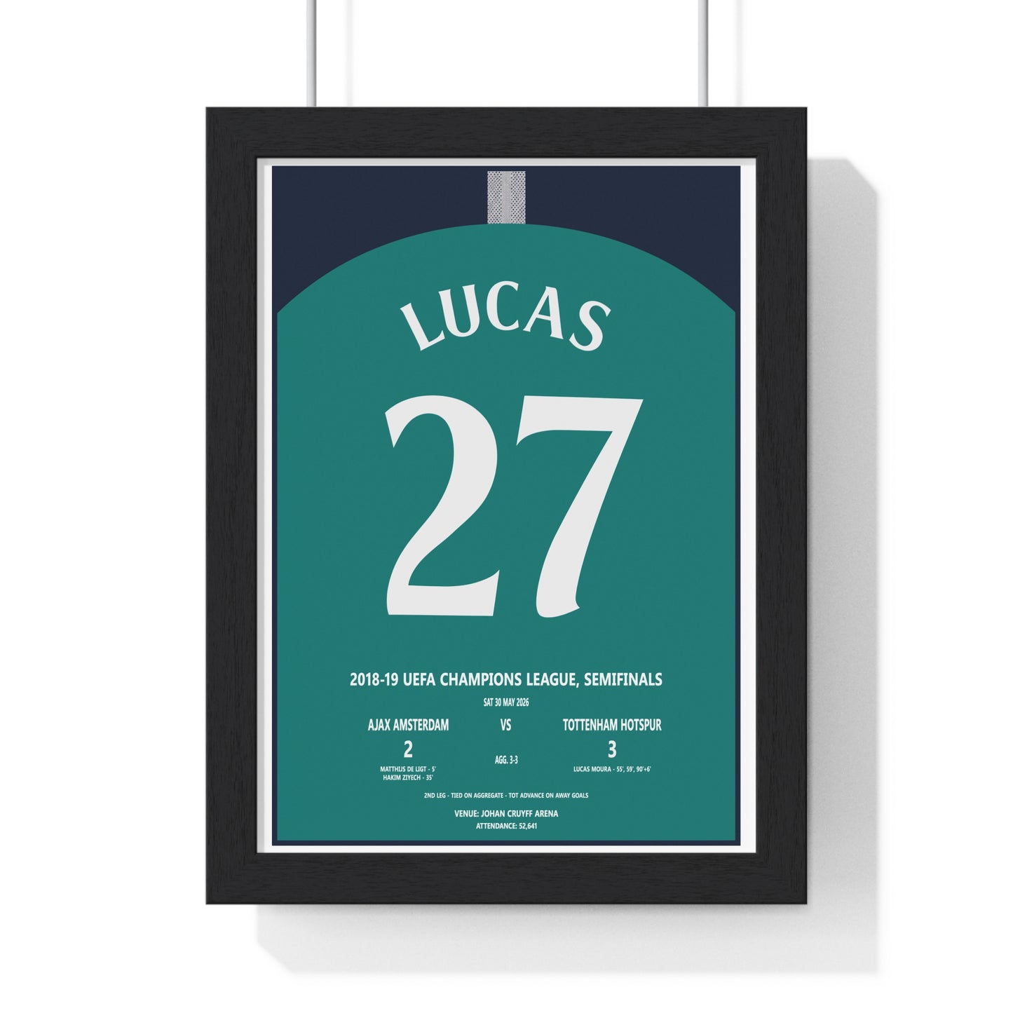 Tottenham 2019 Champions League semifinal Lucas 27 framed football poster