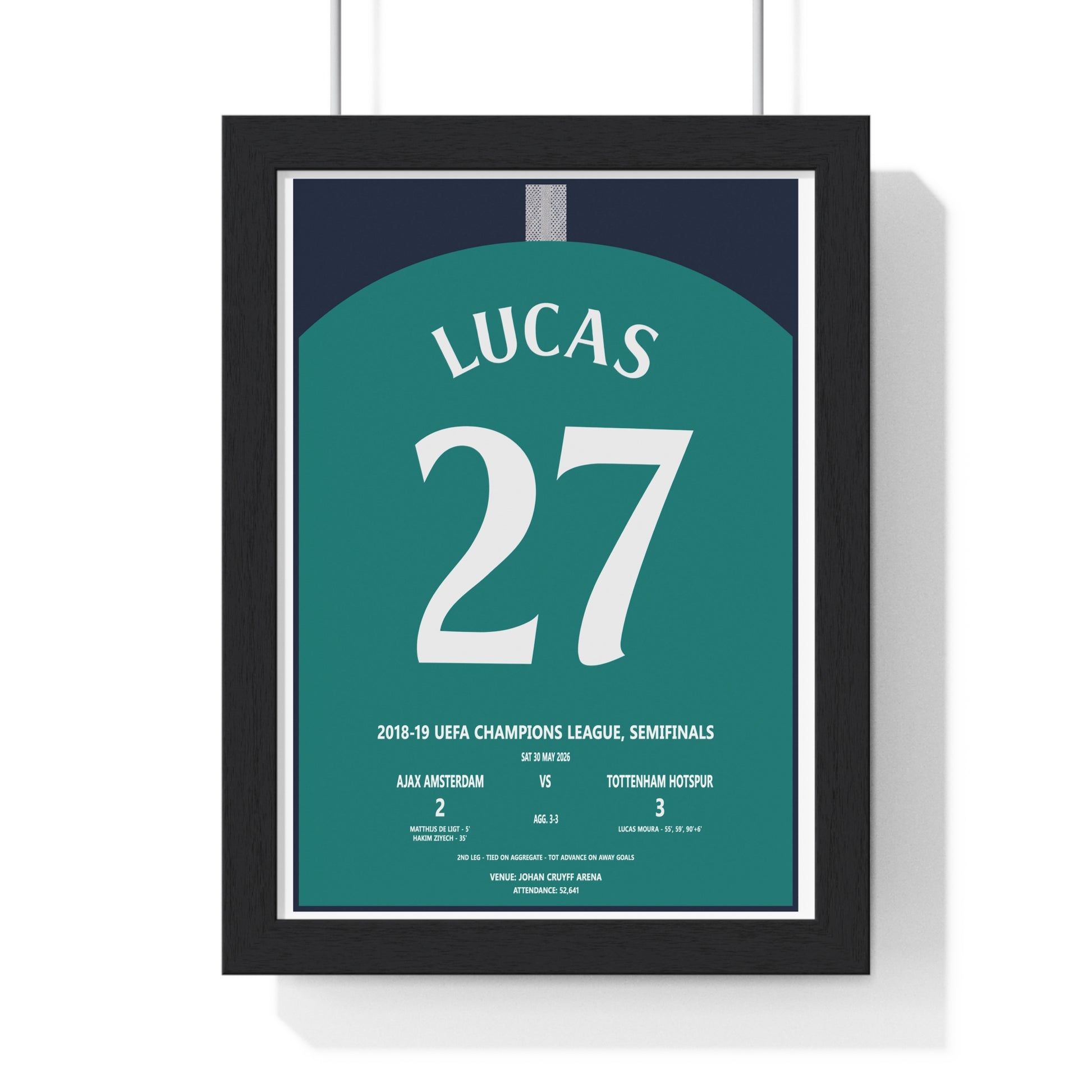 Tottenham 2019 Champions League semifinal Lucas 27 framed football poster