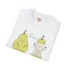 Light Blue t-shirt with Let's Workout Pear Gym Fruit Pun