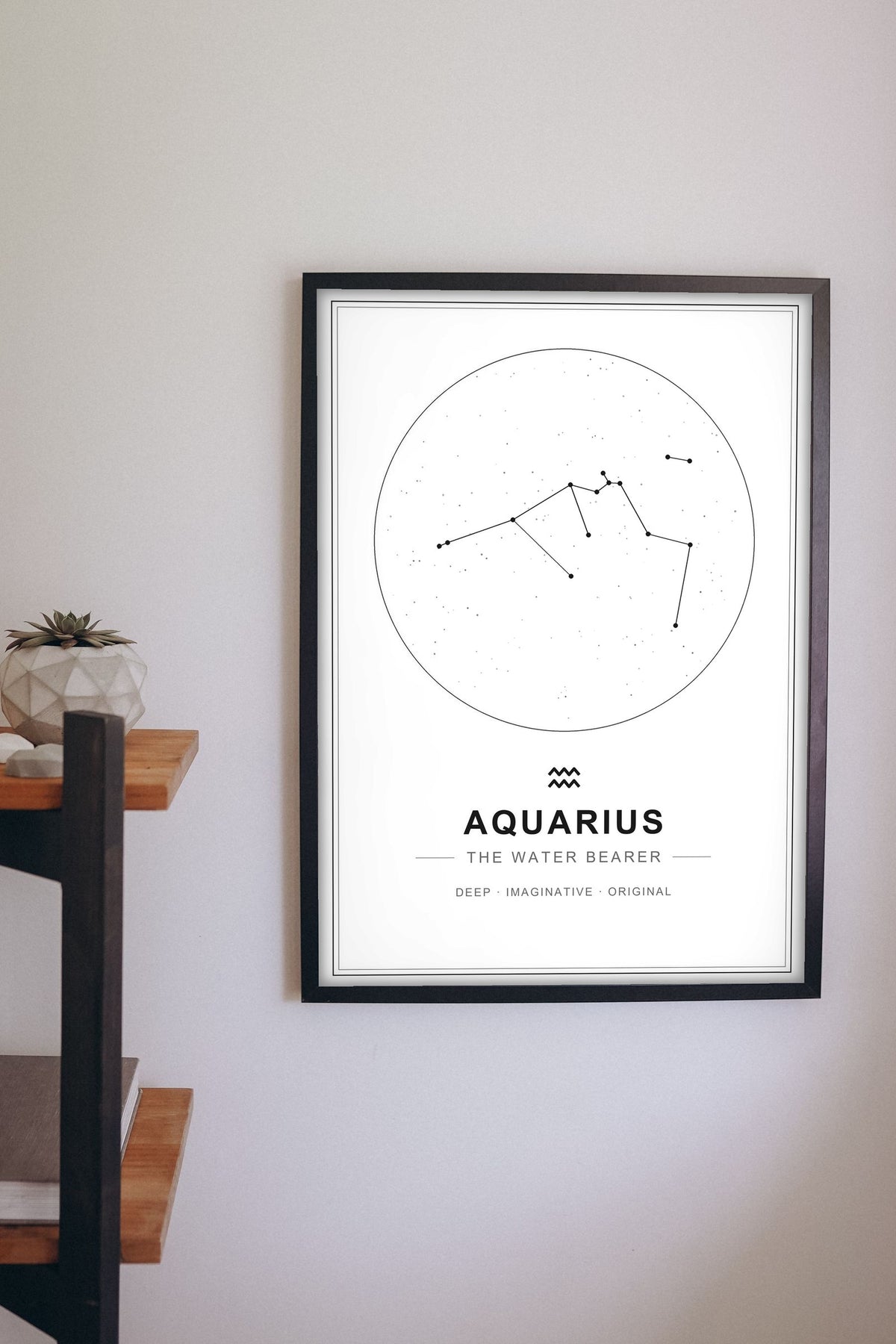 Lifestyle - Personalised Zodiac Star Sign Print hanging on a living room wall