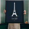 Lifestyle - Personalised Eiffel Tower Line Art Print held up in a bright room