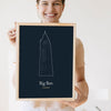 Lifestyle - Personalised Big Ben Line Art Print held by a smiling woman