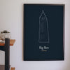 Lifestyle - Personalised Big Ben Line Art Print hanging on a living room wall