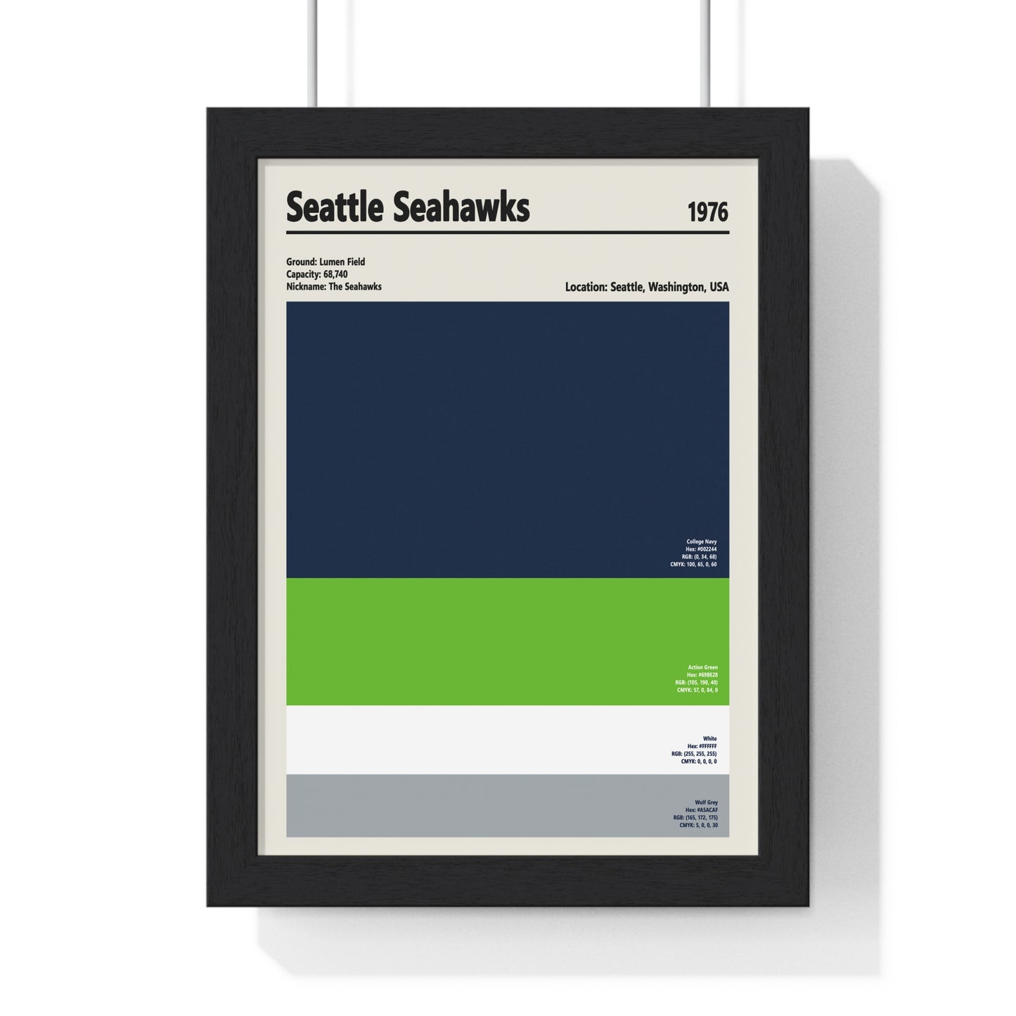 Seattle Seahawks colour swatch wall art print