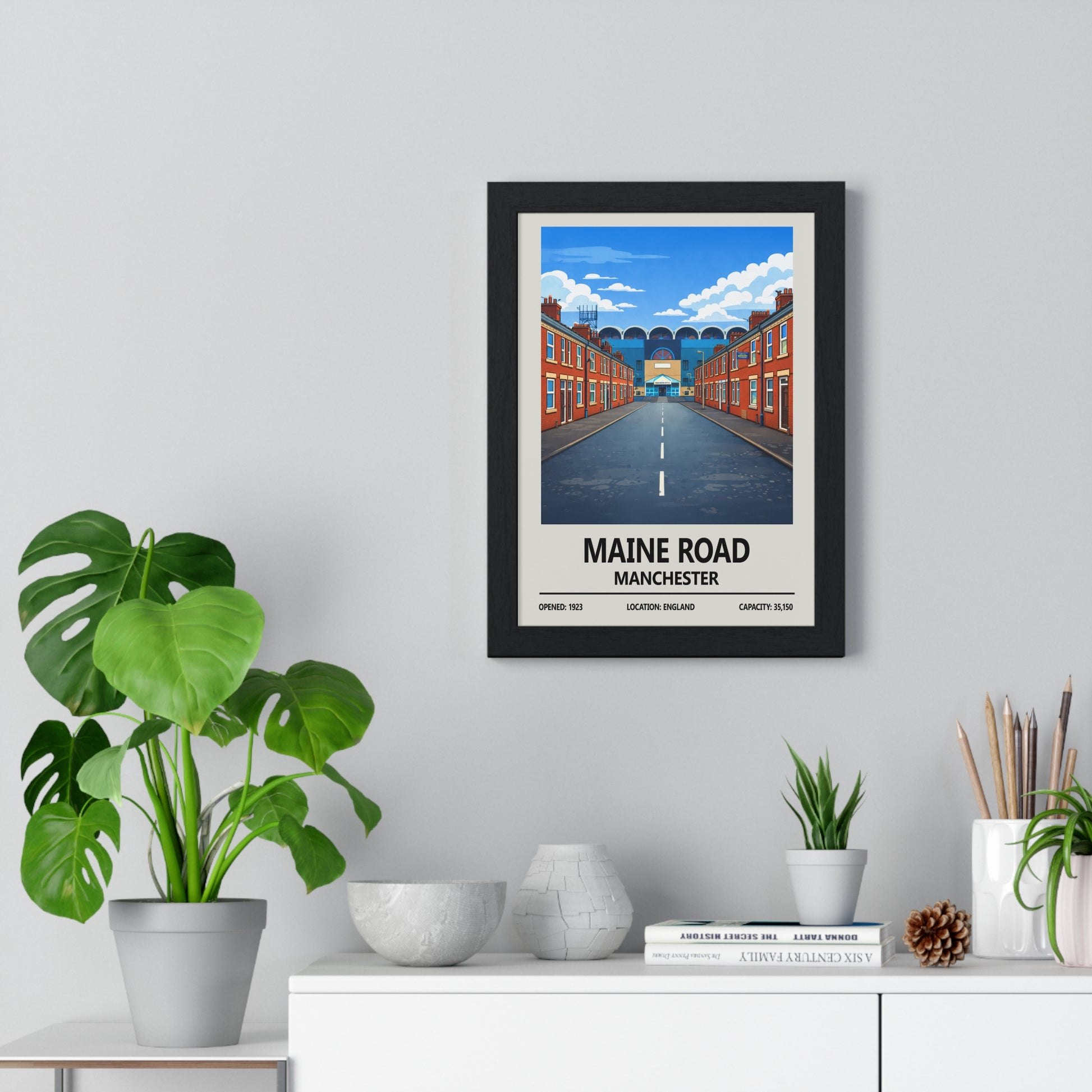 Framed Maine Road Manchester Print Manchester City Stadium Art poster