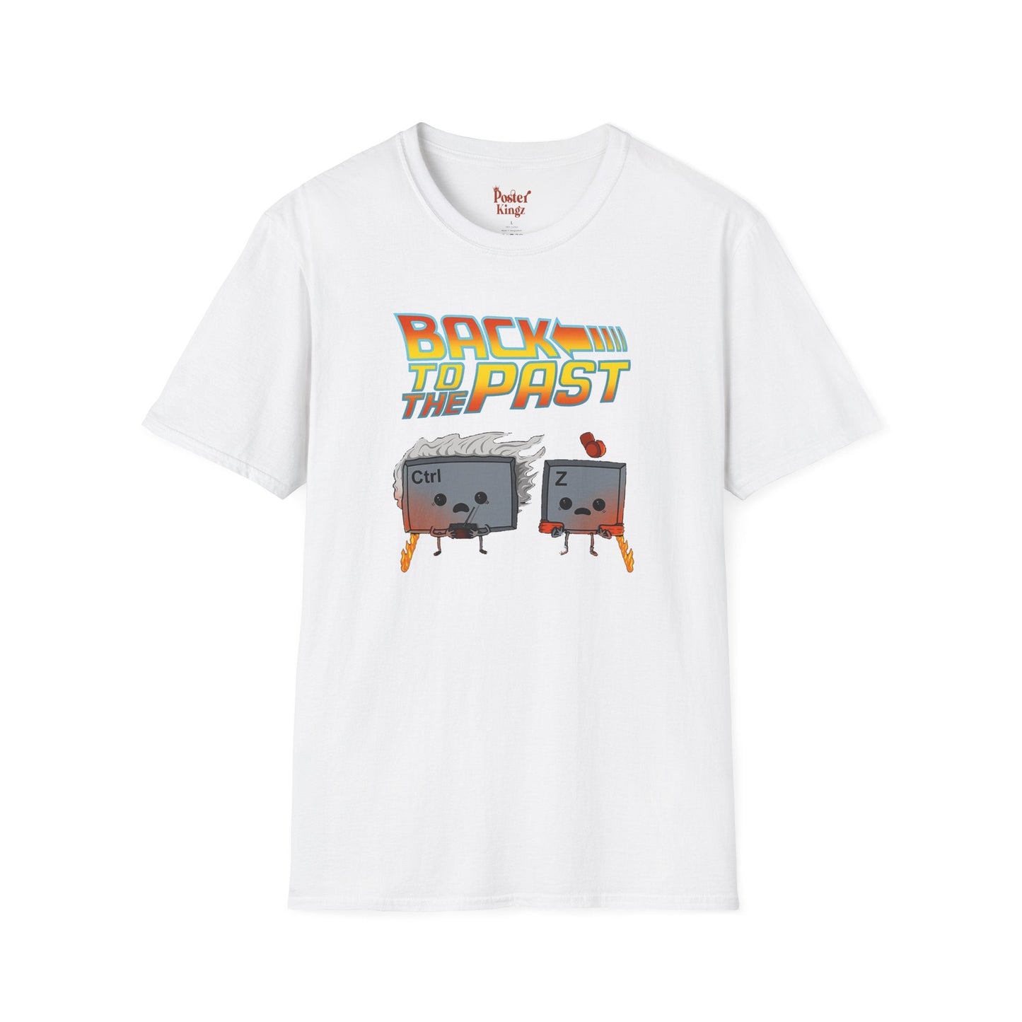 Grey t-shirt with Back to the Past Ctrl Z Tech Programmer Parody