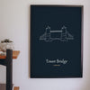 Lifestyle - Personalised Tower Bridge Line Art Print hanging on a living room wall
