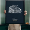 Lifestyle - Personalised Colosseum Line Art Print held up in a bright room