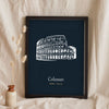 Lifestyle - Personalised Colosseum Line Art Print leaning in a frame with dried flowers