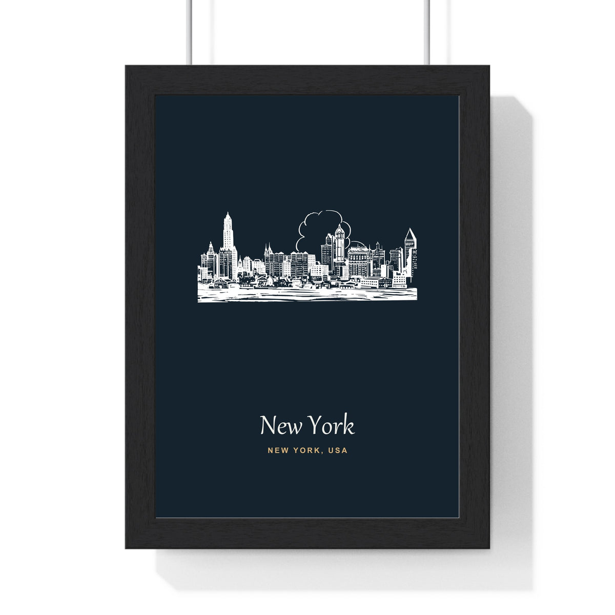 Personalised New York Line Art Print - framed print