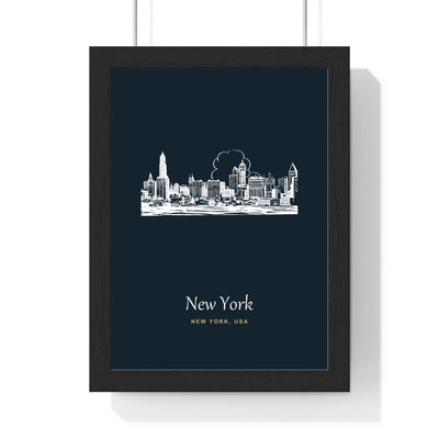 Personalised New York Line Art Print - framed print