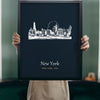 Lifestyle - Personalised New York Line Art Print held up in a bright room