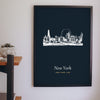 Lifestyle - Personalised New York Line Art Print hanging on a living room wall