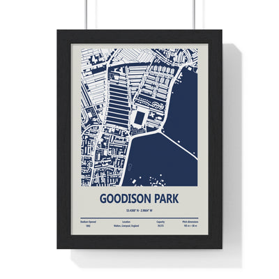 Goodison Park stadium map print blue football wall art