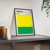 Minimalist Norwich City football colour print framed