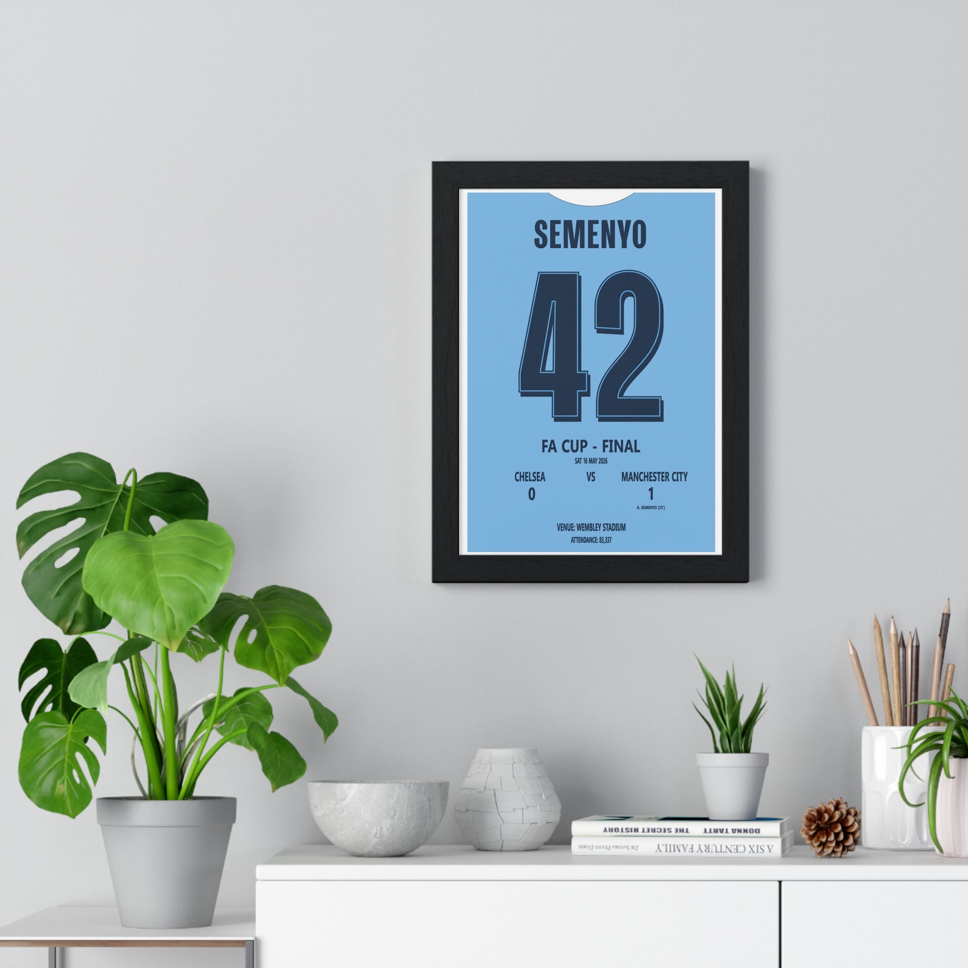 Manchester City FA Cup Final 2026 poster Semenyo 42 Wembley print