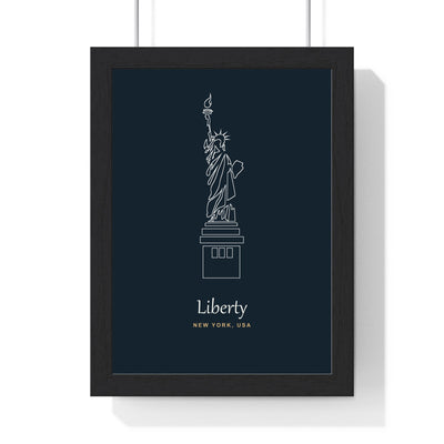 Personalised Statue of Liberty Line Art Print - framed print