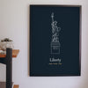 Lifestyle - Personalised Statue of Liberty Line Art Print hanging on a living room wall