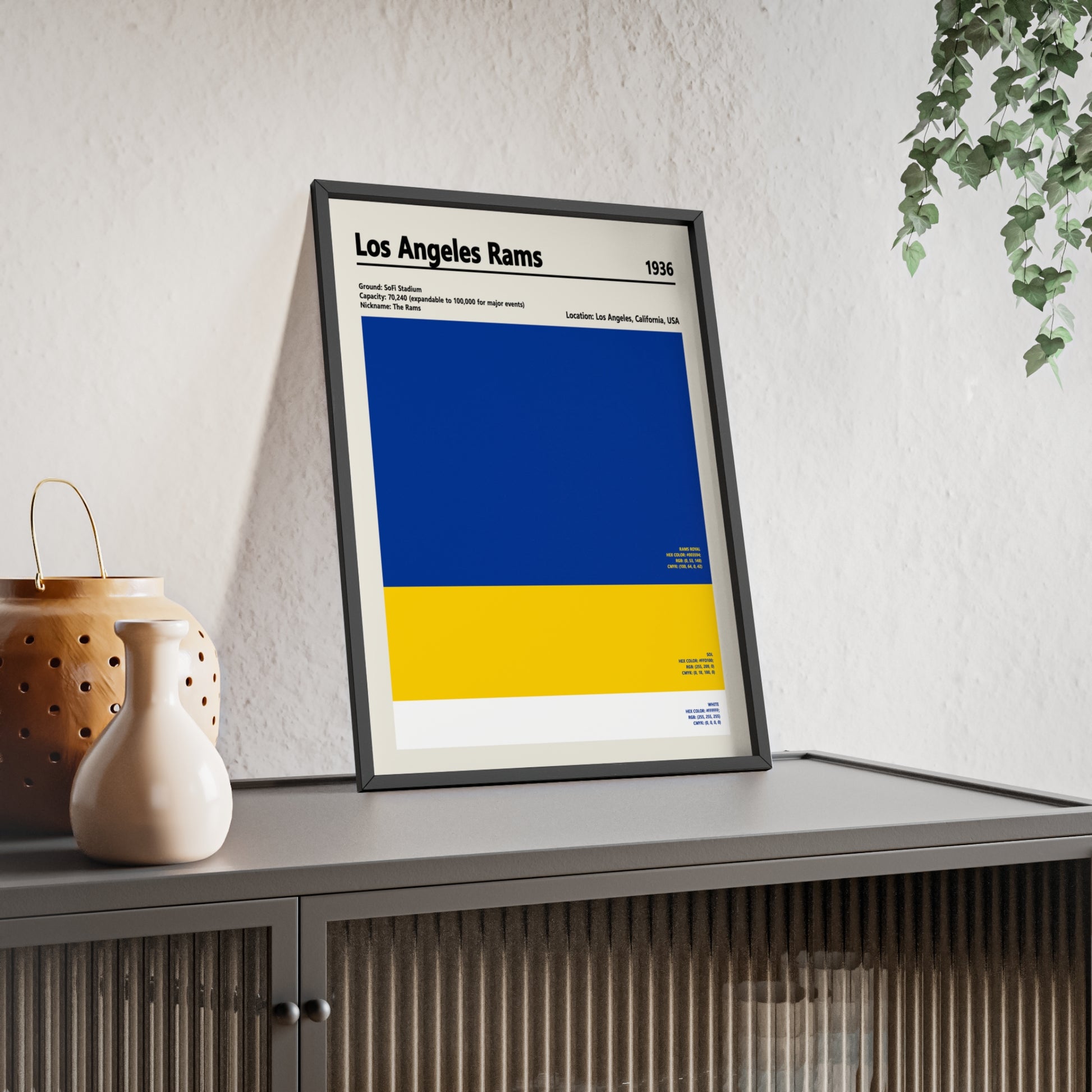 LA Rams blue and gold colour palette poster