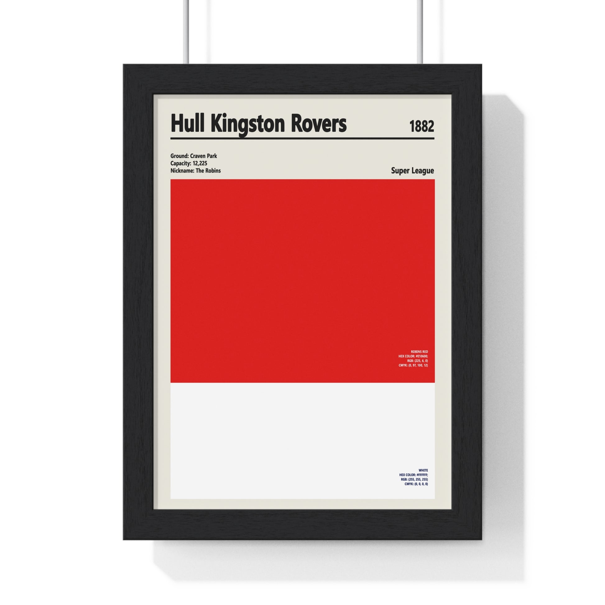 Hull Kingston Rovers colour swatch poster in red and white