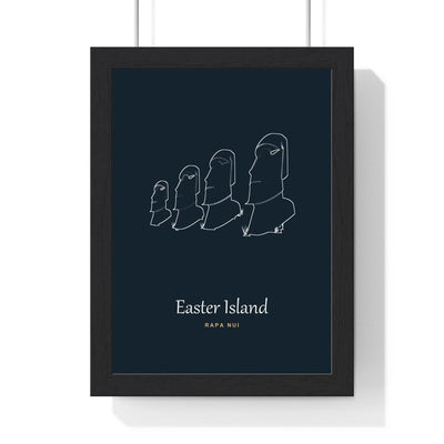 Personalised Easter Island Line Art Print - framed print