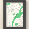 3D Accu Stadium Map Framed - 3D printed Accu Stadium map in a black wooden A5 frame, lit from the side