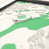 3D Accu Stadium Map Framed - Close-up across the 3D map showing the Accu Stadium stands and green pitch standing up from the streets