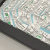 3D Amsterdam Map Framed - Close-up of the raised streets of Amsterdam on the 3D printed map