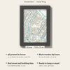 3D Amsterdam Map Framed - What you get: A5 3D city map, 14.8 x 21 cm, in a black wooden frame