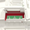 3D Anfield Map Framed - Close-up of the 3D printed Anfield: the long roof trusses on every stand, the big Main Stand and red seats