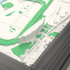 3D Ascot Racecourse Map Framed - Ascot Racecourse on the 3D printed map, seen from above the corner of the course
