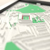 3D Ashton Gate Map Framed - Close-up across the 3D map: the real Ashton Gate stands with red seats around the green pitch