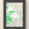 3D Athens Map Framed - 3D printed Athens map in a black wooden A5 frame, lit from the side