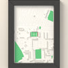 3D Ayresome Park Map Framed - 3D printed Ayresome Park lost ground map in a black wooden A5 frame, lit from the side