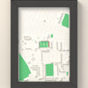 3D Ayresome Park Map Framed - 3D printed Ayresome Park lost ground map in a black wooden A5 frame, lit from the side