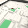 3D Ayresome Park Map Framed - Close-up across the 3D map showing the old Ayresome Park stands and green pitch standing up from the streets