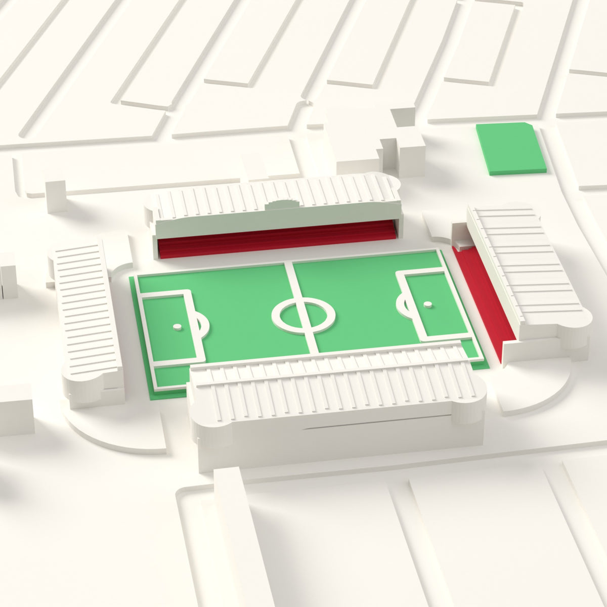 3D Ayresome Park Map Framed - The old Ayresome Park on the 3D printed map, seen from above the corner of the ground