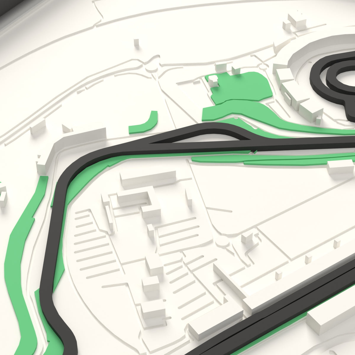 3D Barcelona-Catalunya Circuit Map Framed - The start of the lap on the 3D printed Barcelona-Catalunya Circuit map