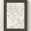 3D Barcelona Map Framed - 3D printed Barcelona map in a black wooden A5 frame, lit from the side