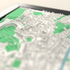 3D Bath Map Framed - Close-up across the 3D Bath map showing the raised streets and buildings
