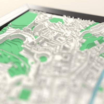 3D Bath Map Framed - Close-up across the 3D Bath map showing the raised streets and buildings